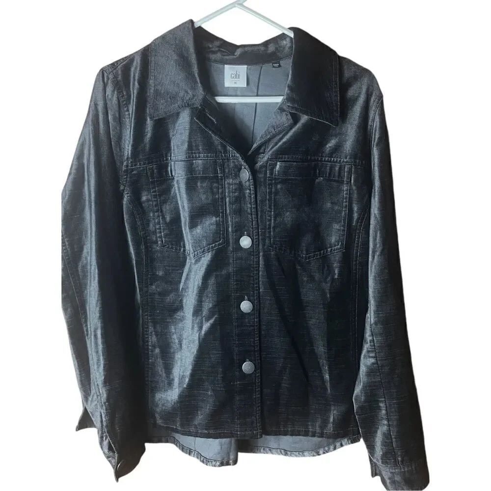 Cabi Womens Black Tuesday Topper Crushed Velvet Jacket Size Medium